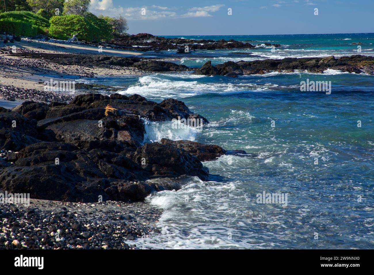 Coastal surf, Holoholokai Beach Park, Mauna Lani, Hawaii Stock Photo