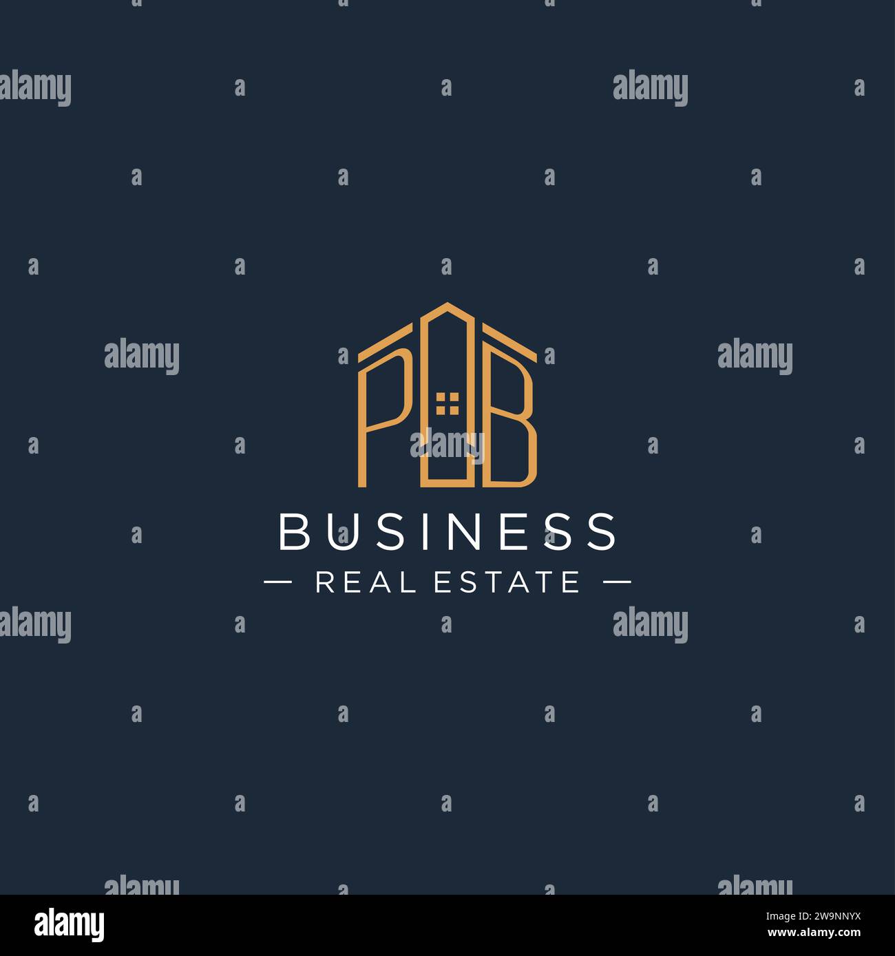 Initial letter PB logo with abstract house shape, luxury and modern real estate logo design