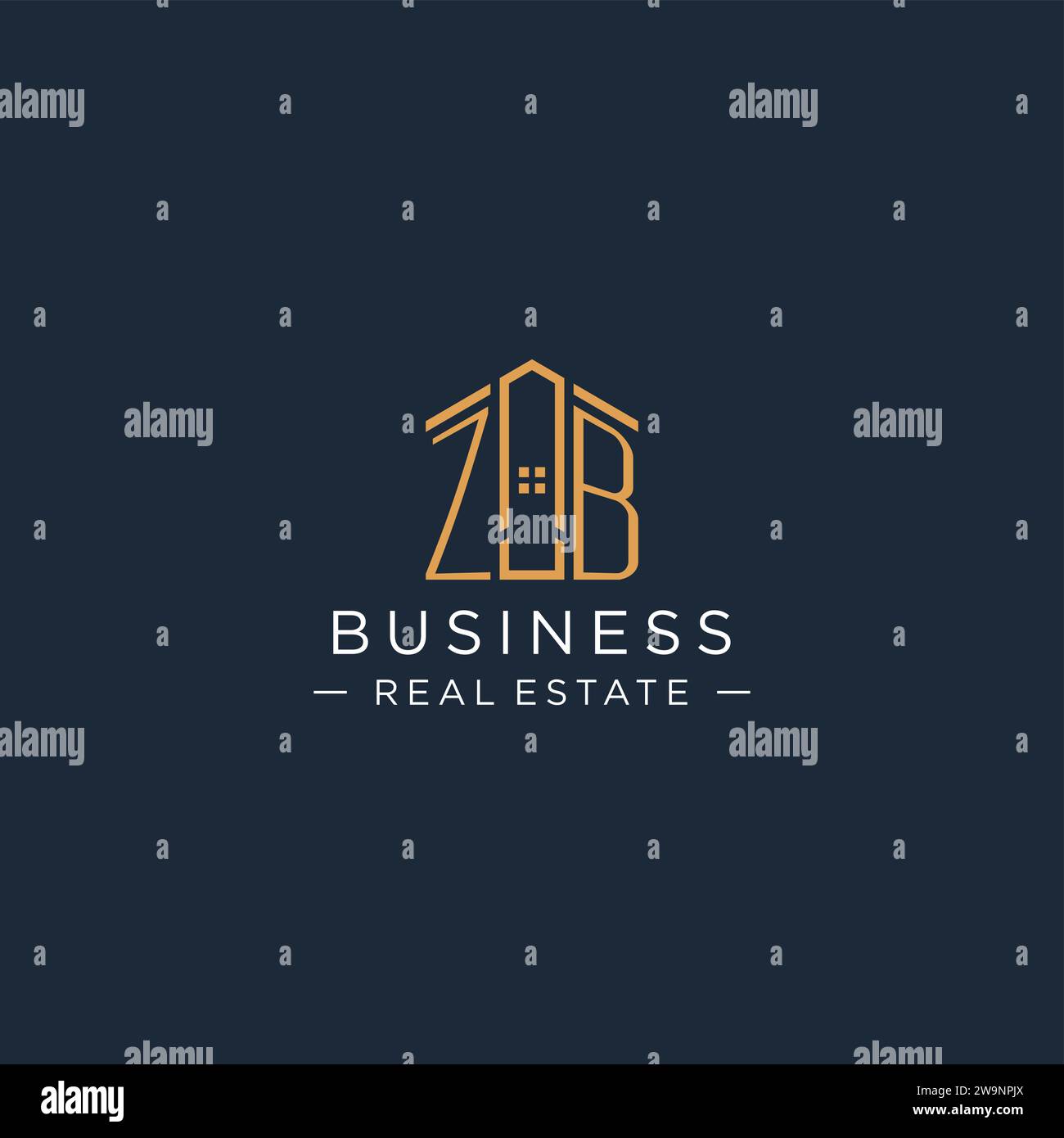 Initial letter ZB logo with abstract house shape, luxury and modern ...