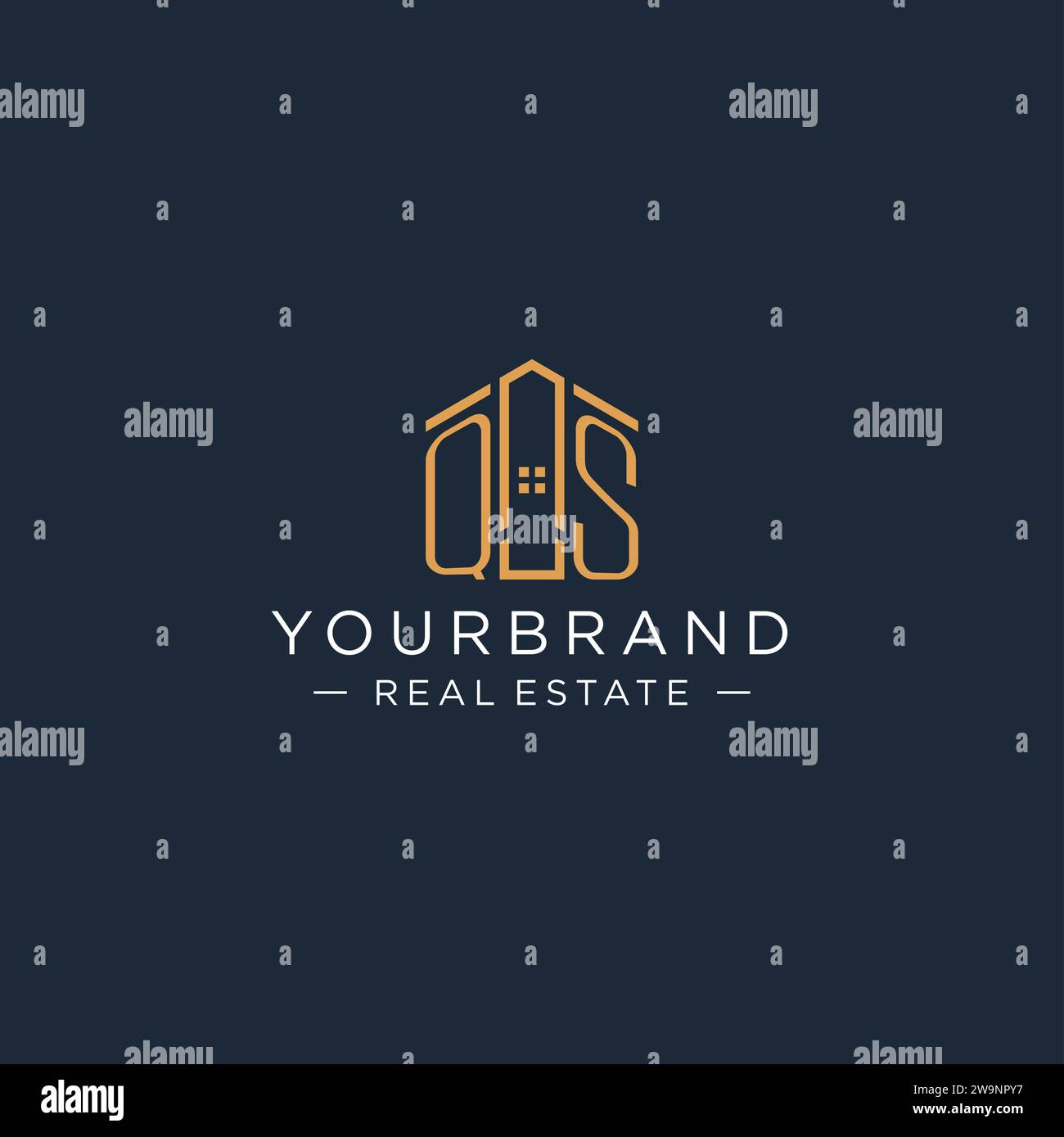 Initial letter QS logo with abstract house shape, luxury and modern ...