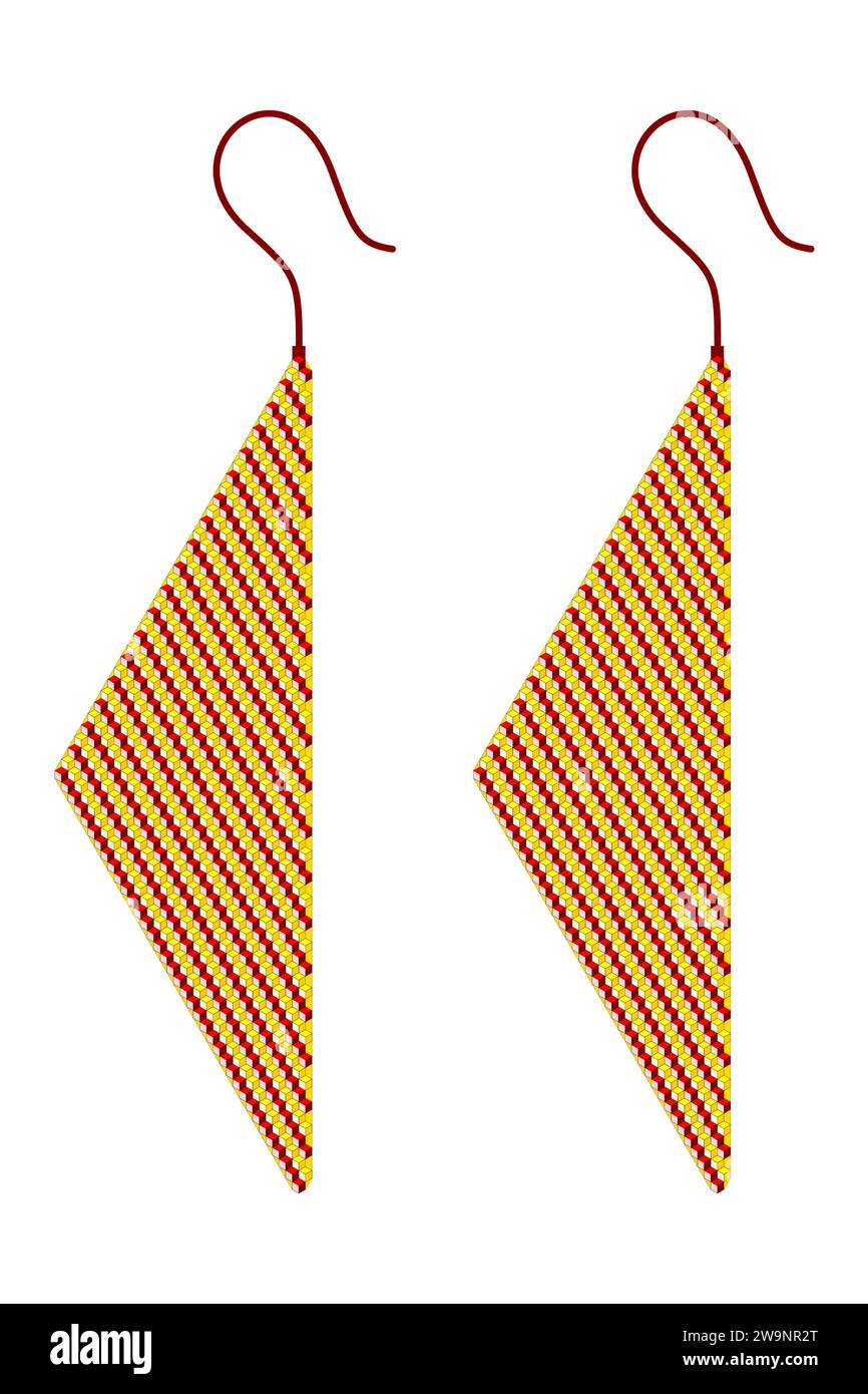 The yellow-red earrings in the shape of an isosceles triangle Stock Vector
