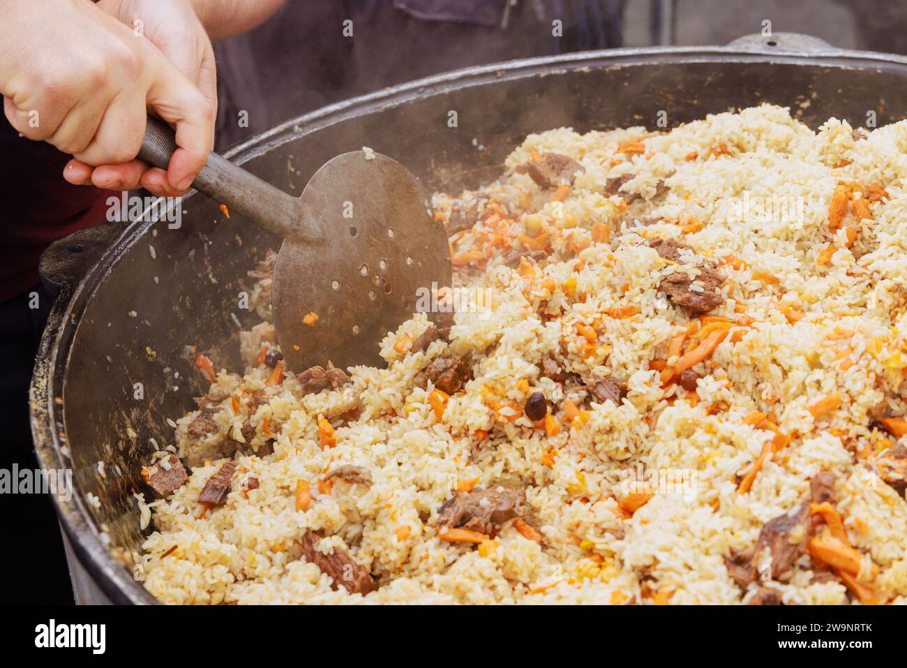 An Uzbek street food festival where delicious traditional pilaf is