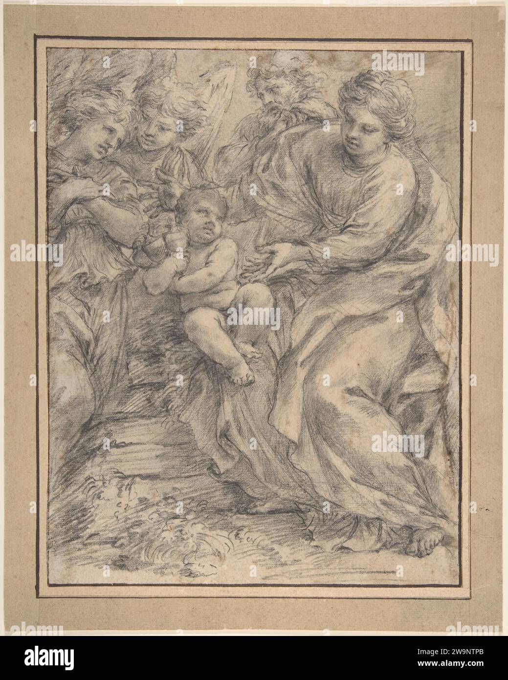 The Holy Family with Two Angels 1997 by Alessandro Algardi Stock Photo
