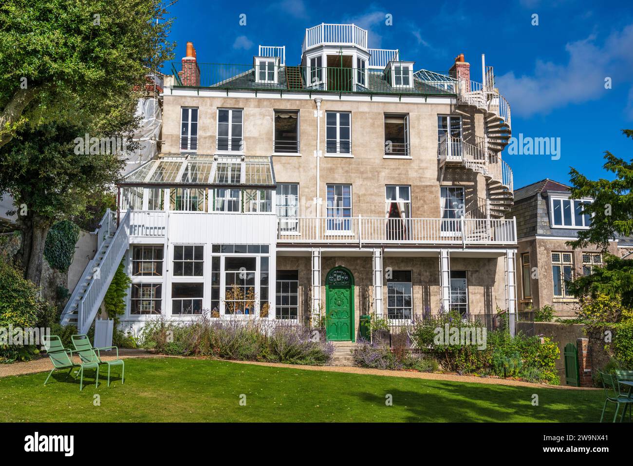 Hauteville House, home of Victor Hugo, viewed from the garden in St Peter Port, Guernsey, Channel Islands Stock Photo
