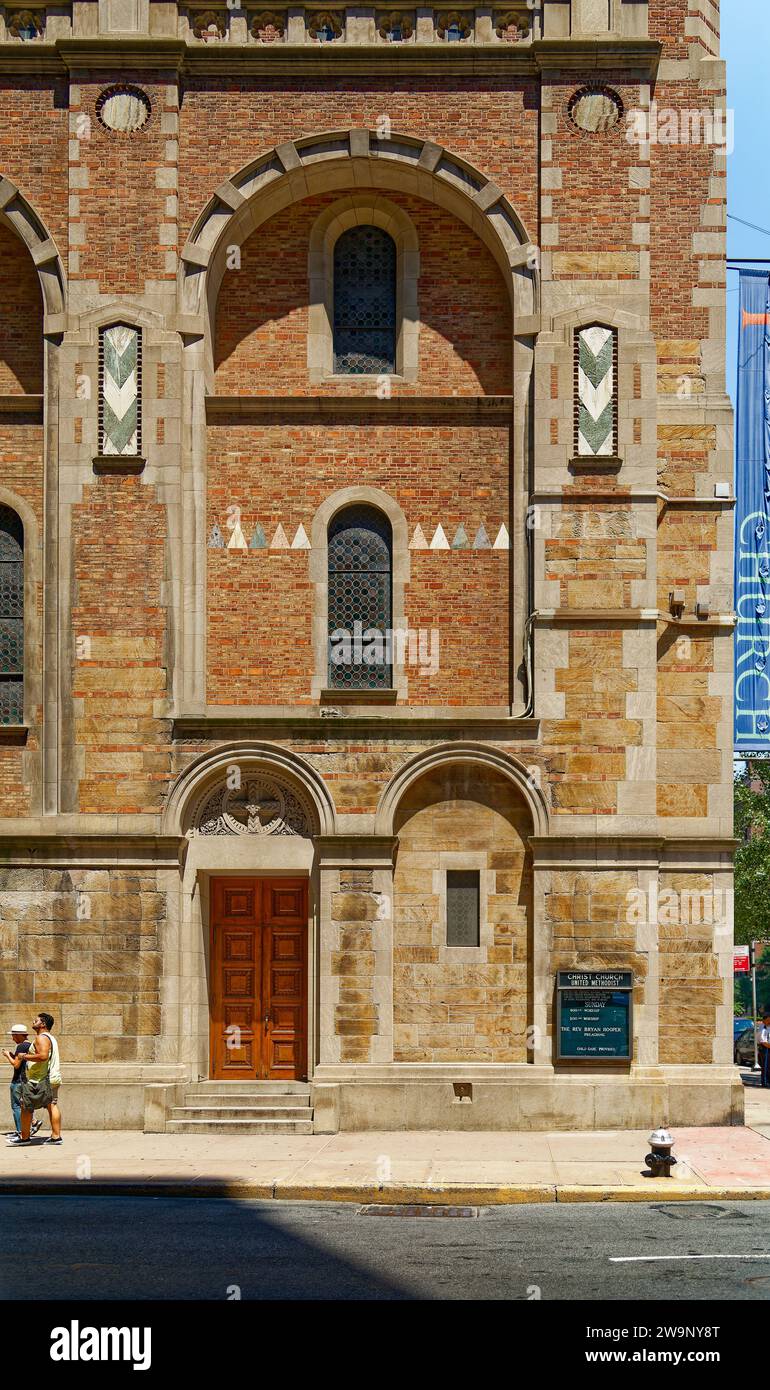 Christ Church, built in 1949 at 524 Park Avenue, is a mix of Romanesque and Byzantine Revival styles in brick and stone, designed by Ralph Adams Cram. Stock Photo