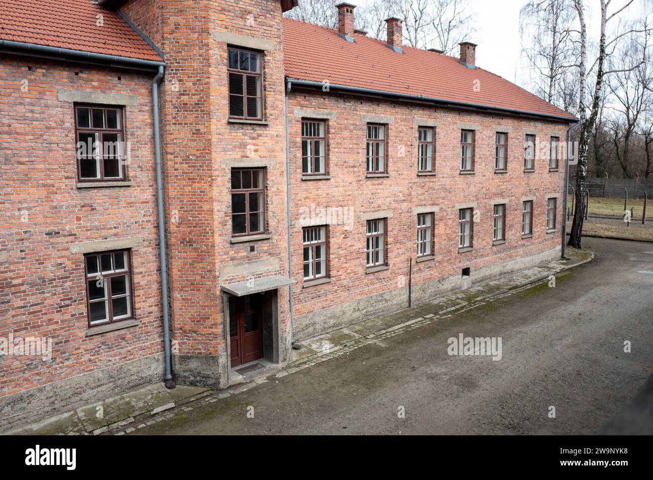 Accommodation and cells at Auschwitz and Birkenau concentration camps, Poland Stock Photo