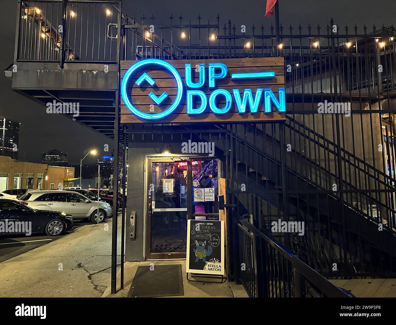 Kansas City, Missouri December 28, 2023 Up Down Retro Arcade Bar in Kansas City Stock Photo