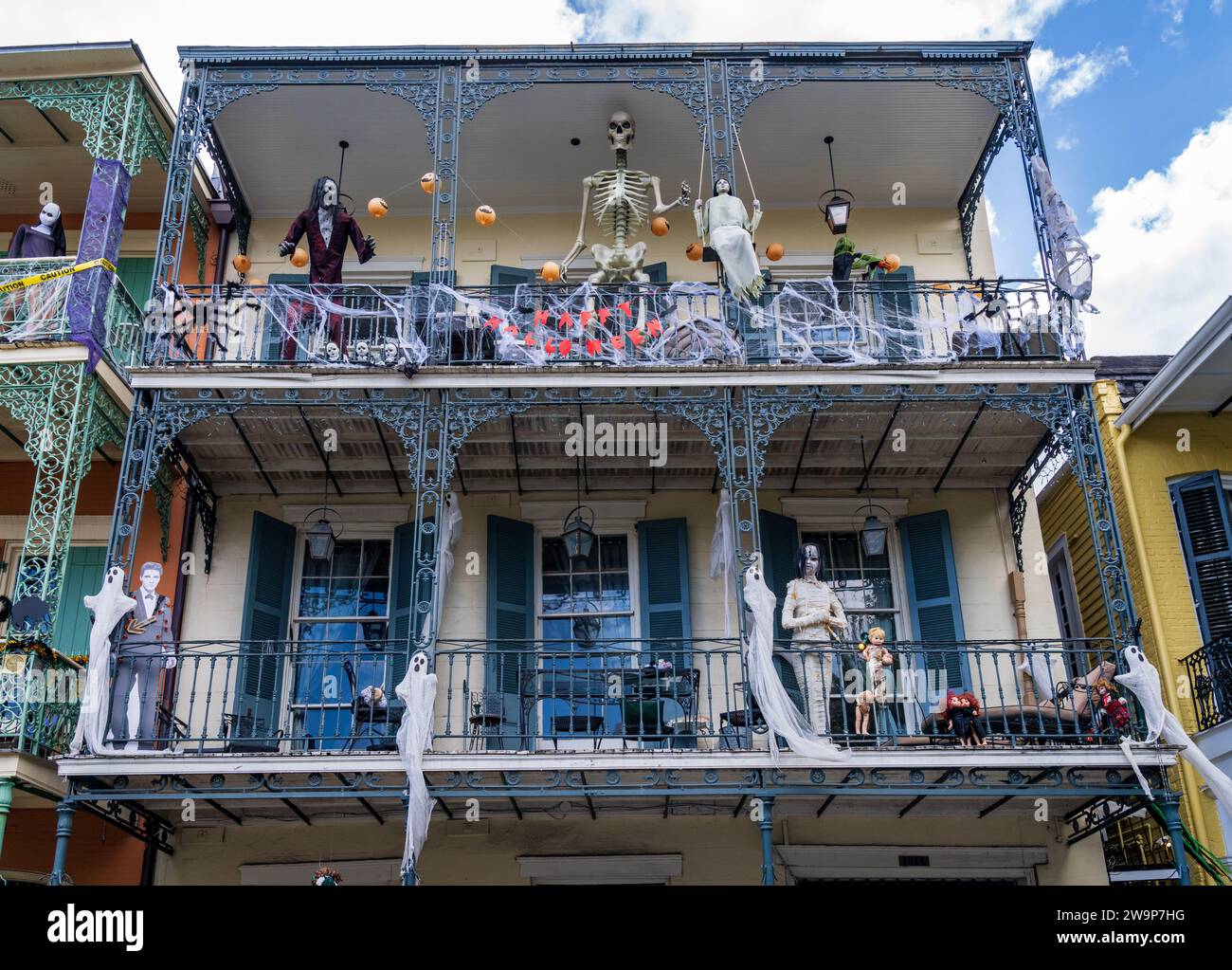 New Orleans, LA 28 October 2023 Halloween decorations on tradional