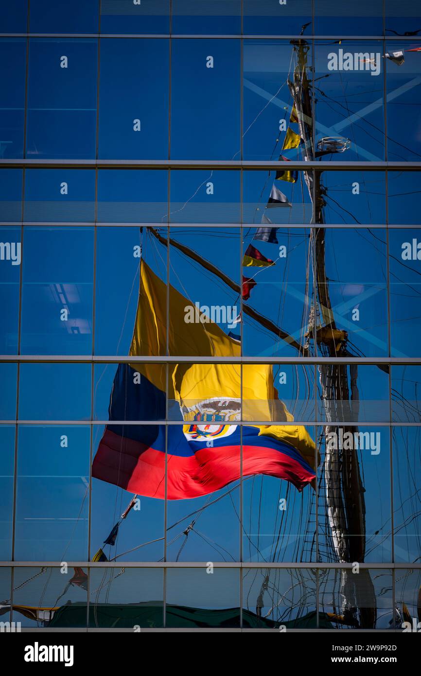 Colombian Navy sail training vessel ARC Gloria visiting Halifax, Nova Scotia, during the summer of 2022. Stock Photo