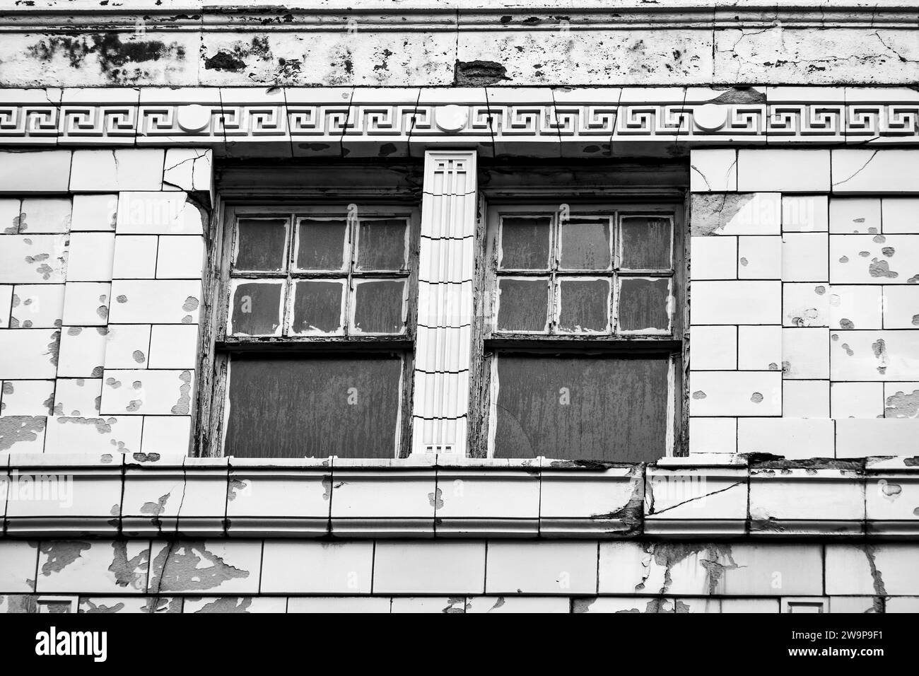 Worn building exterior in the downtown of Halifax, Nova Scotia, Canada. Stock Photo