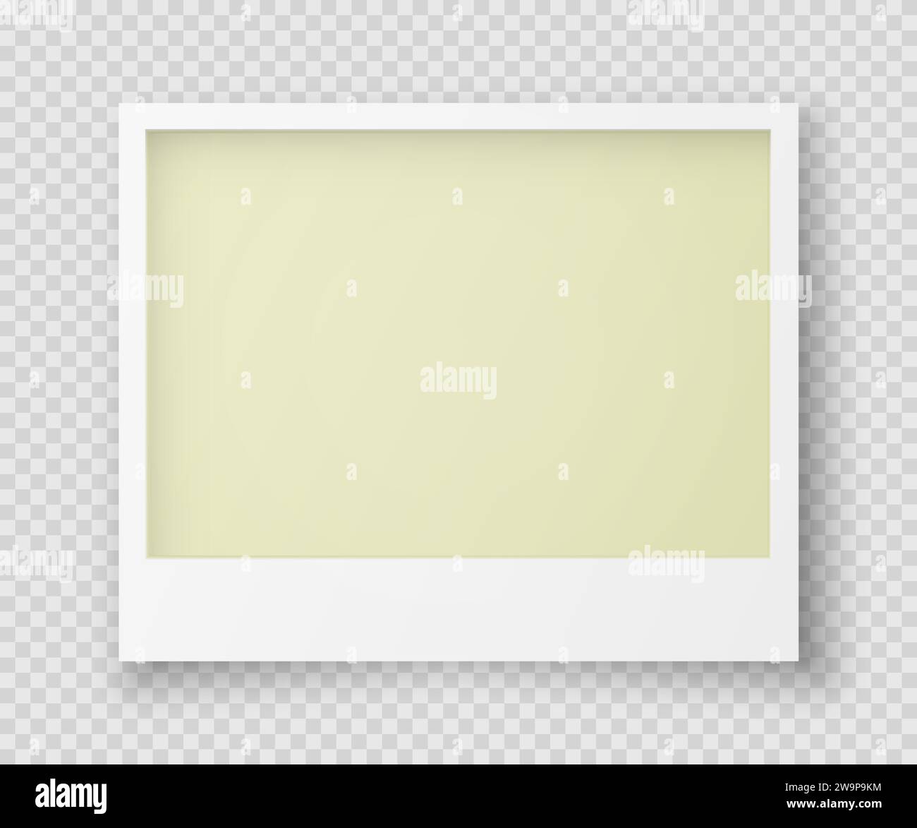 Realistic photo frame with a yellow insert on a transparent background ...