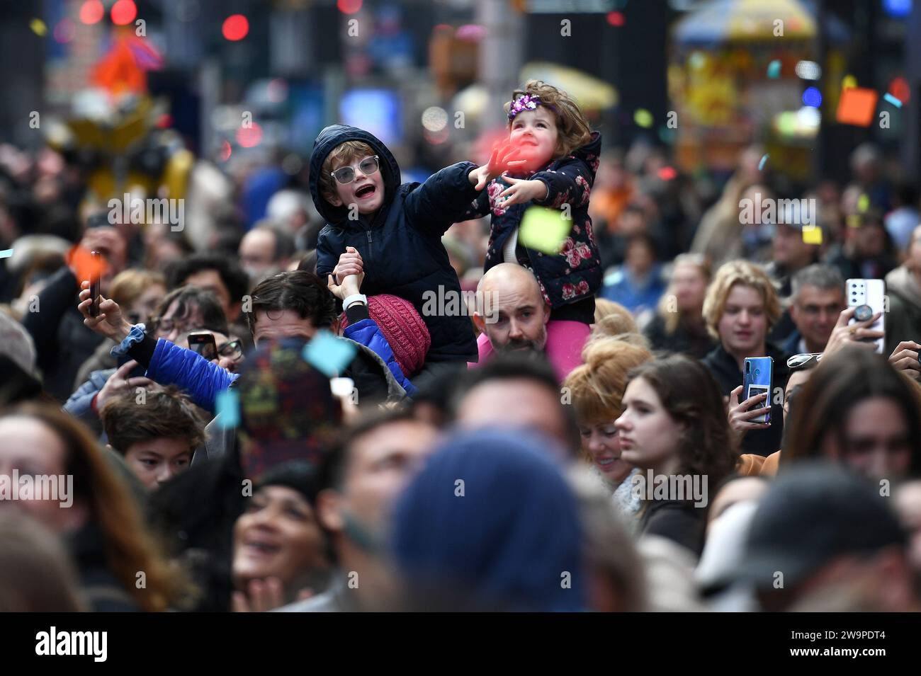 New York, USA. 29th Dec, 2023. While sitting atop their parent's