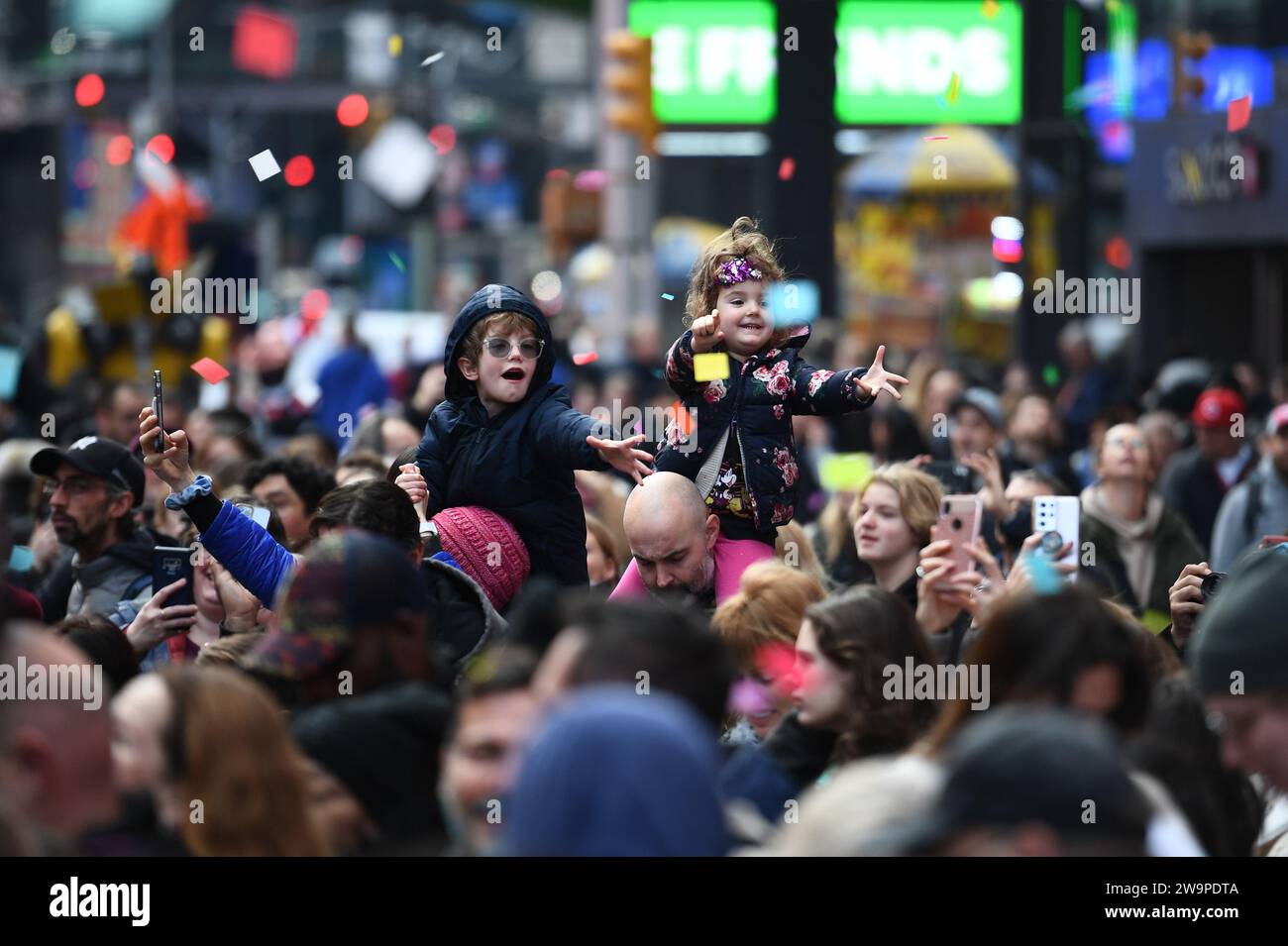 New York, USA. 29th Dec, 2023. While sitting atop their parent's