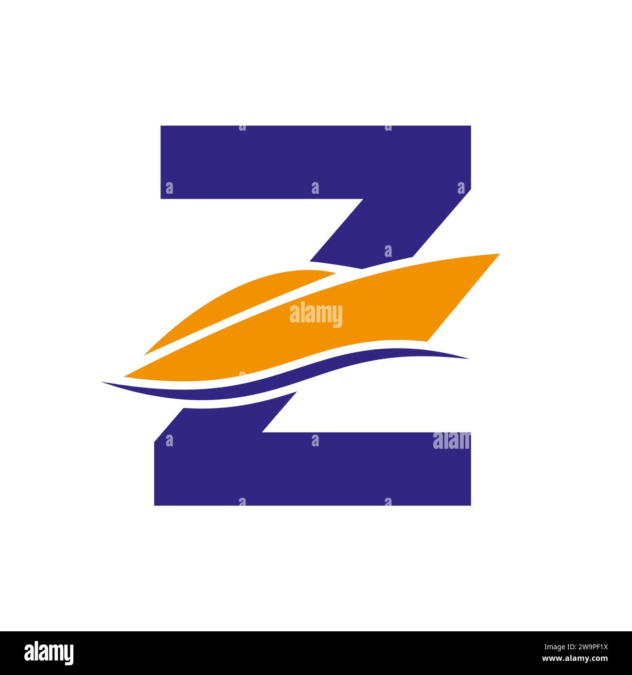 Initial Ship Logo On Letter Z, Navy Sign With Boat Symbol Vector ...