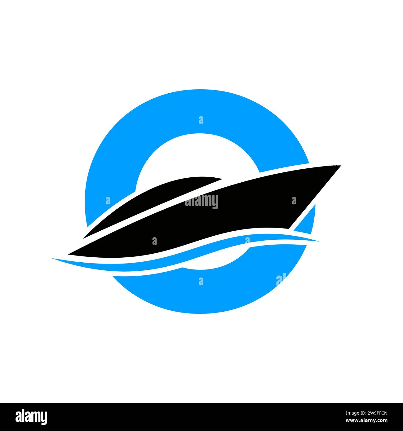 Initial Ship Logo On Letter O, Navy Sign With Boat Symbol Vector ...