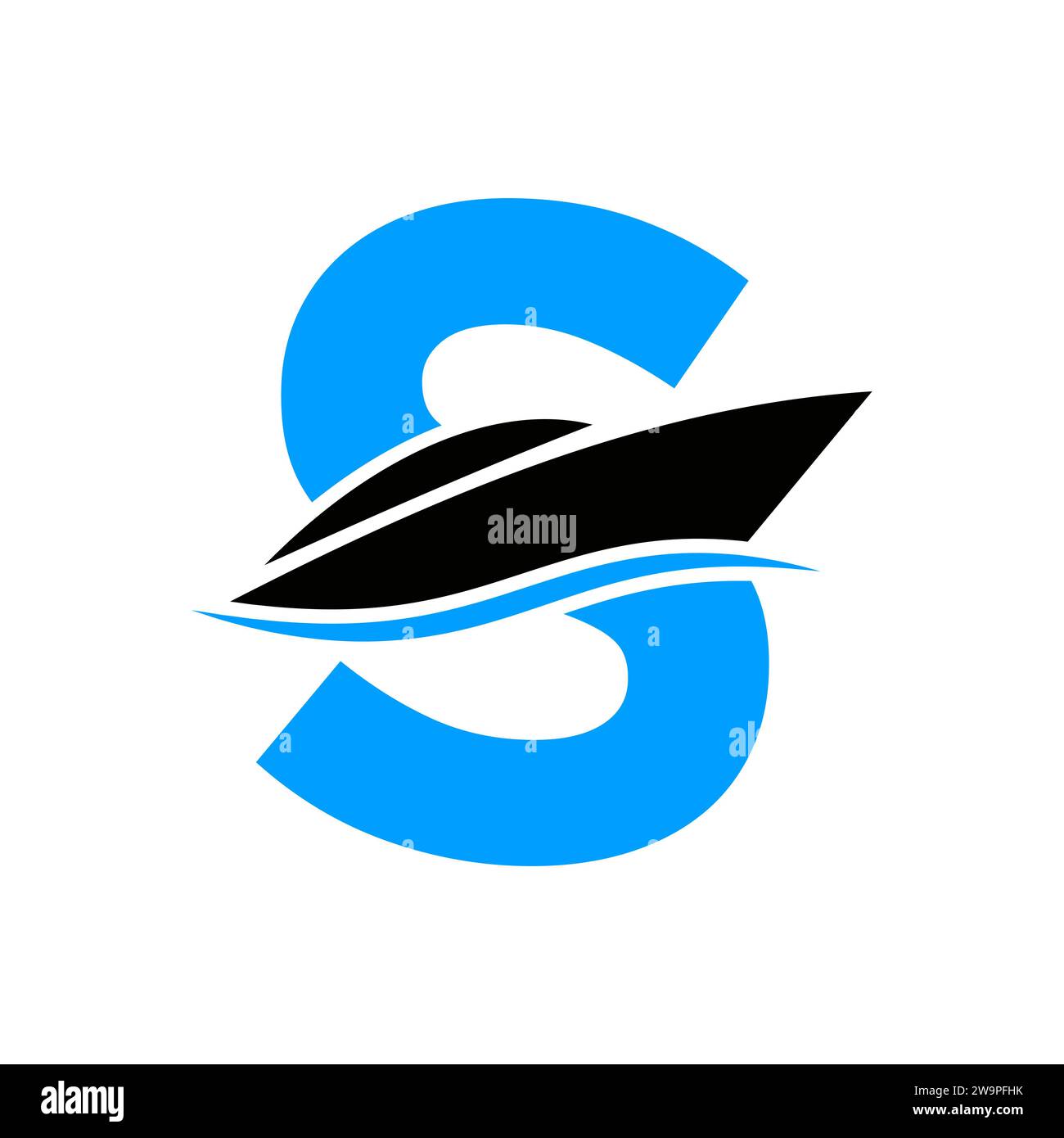Initial Ship Logo On Letter S, Navy Sign With Boat Symbol Vector ...
