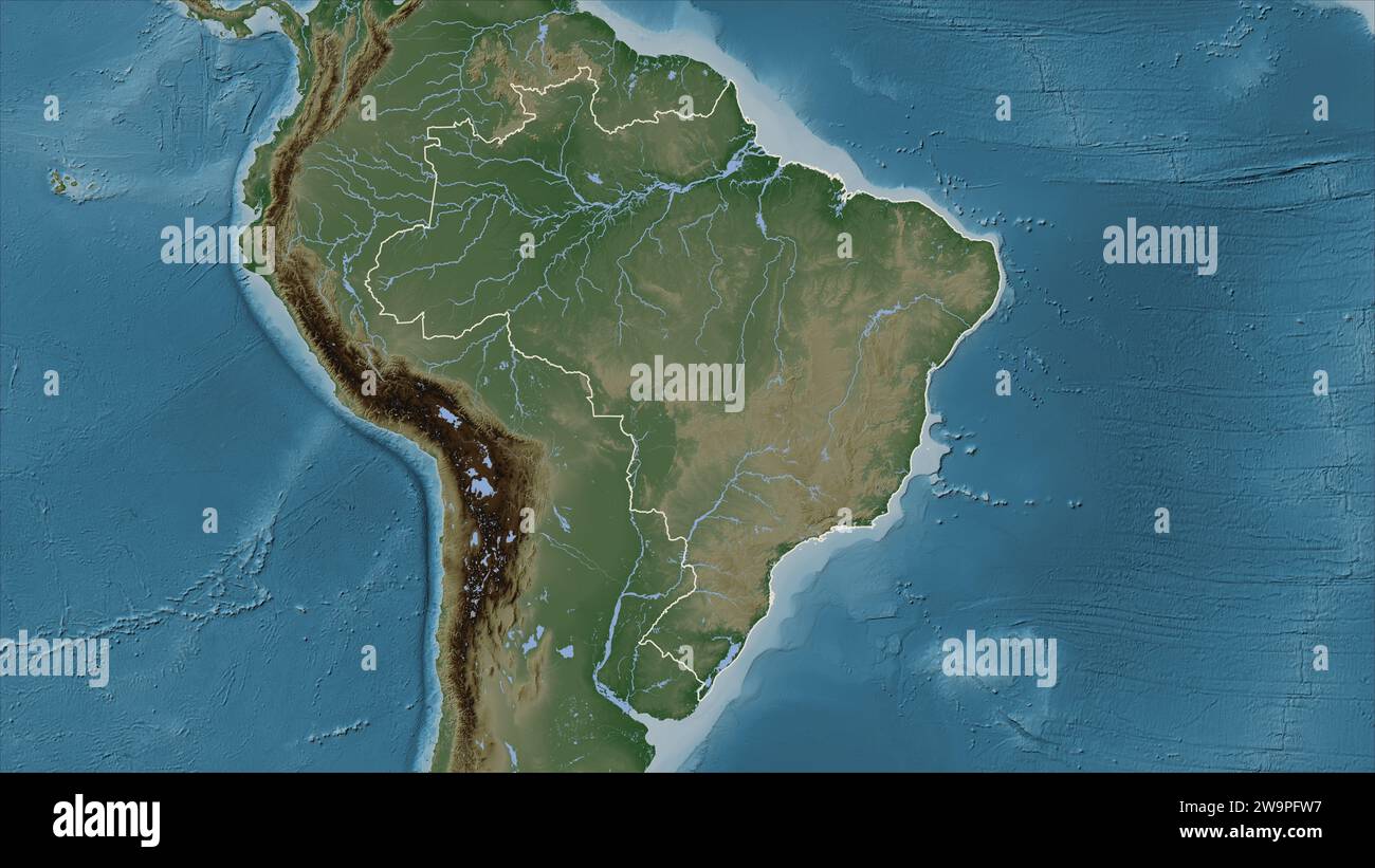 Brazil Rivers Map Making Brazil outlined on a Pale colored elevation map with lakes and rivers ...