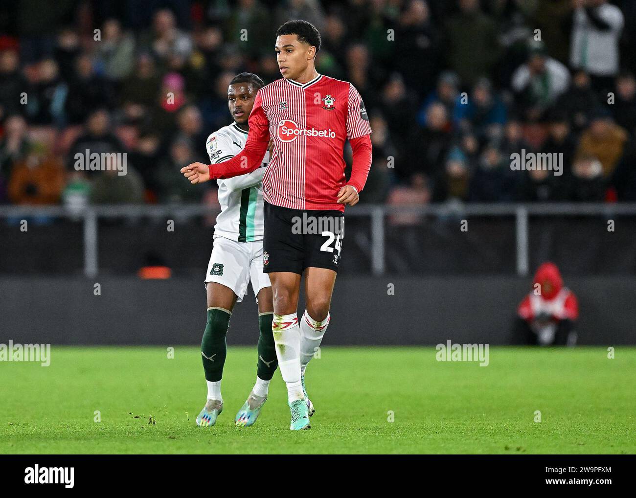 Bali Mumba #2 of Plymouth Argyle defending during the Sky Bet