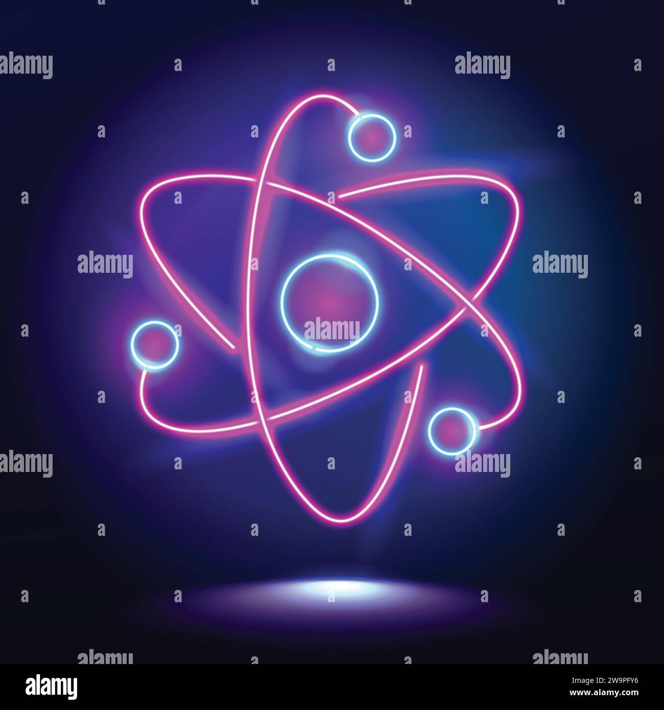 Neon Atom Illustration Symbol Full Color Design Stock Vector Image ...