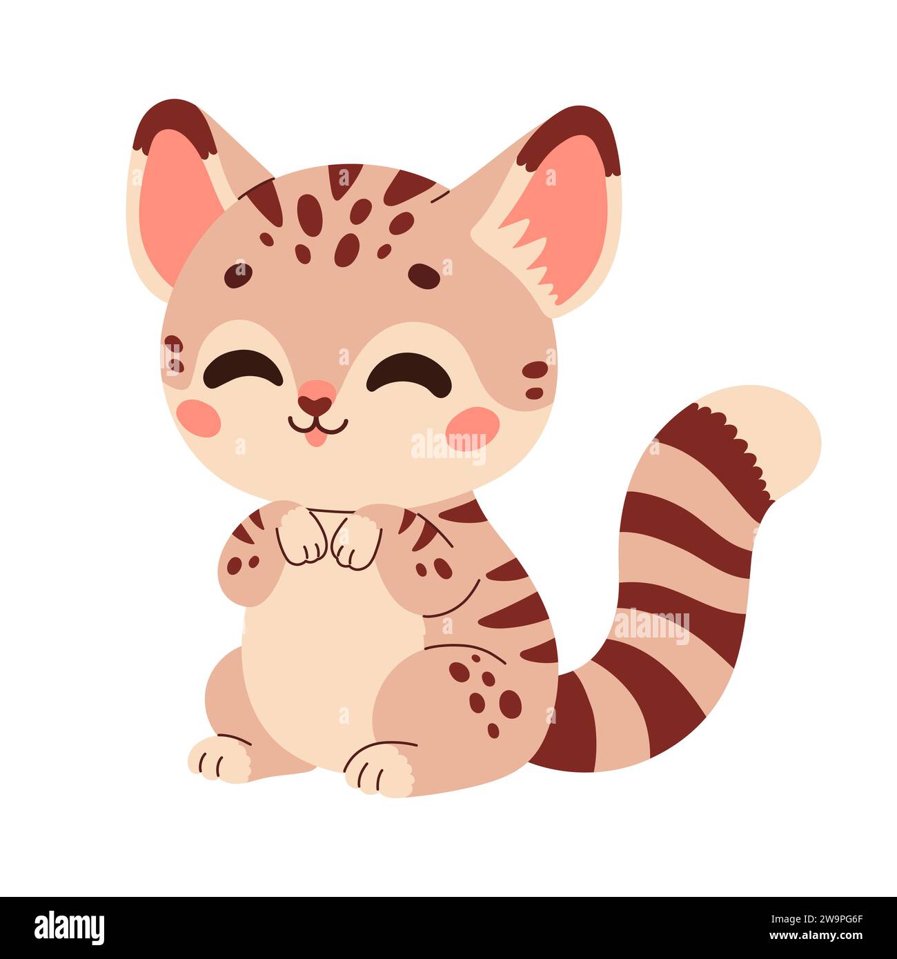 Cute cartoon geneta vector childish vector illustration in flat style ...