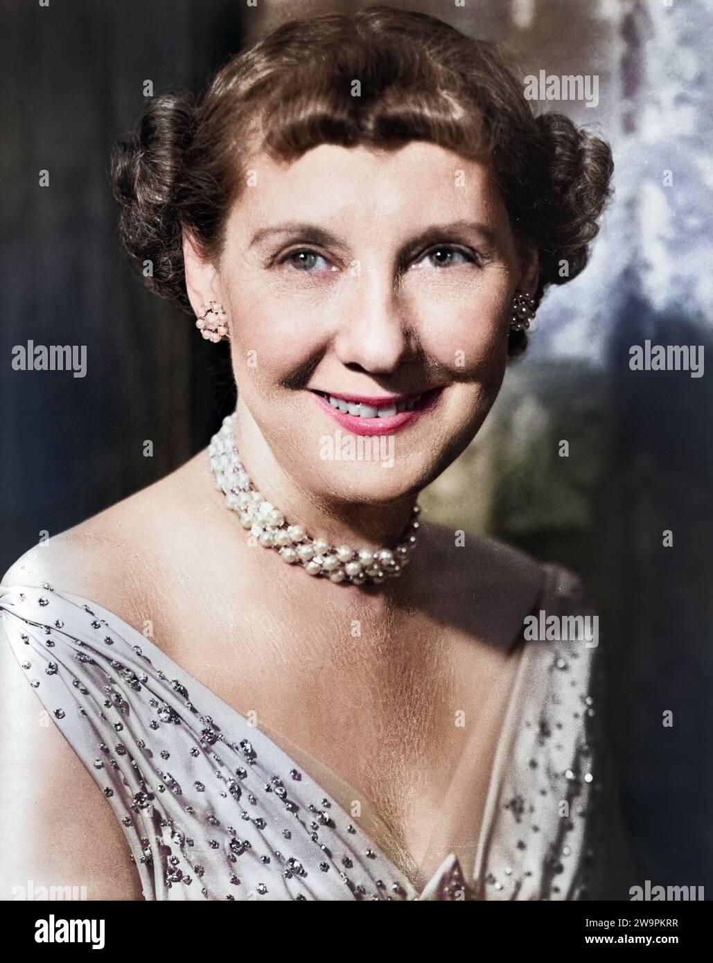 U.S. First Lady Mamie Eisenhower, head and shoulders portrait, Harris & Ewing, 1950's Stock Photo