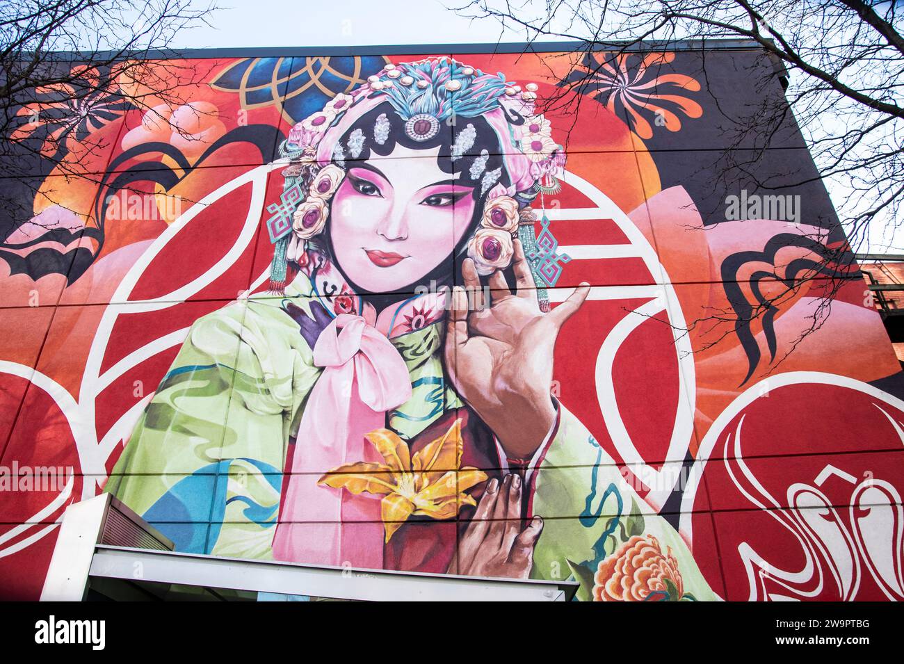 Chinatown mural on St. Laurent in downtown Montreal, Quebec, Canada