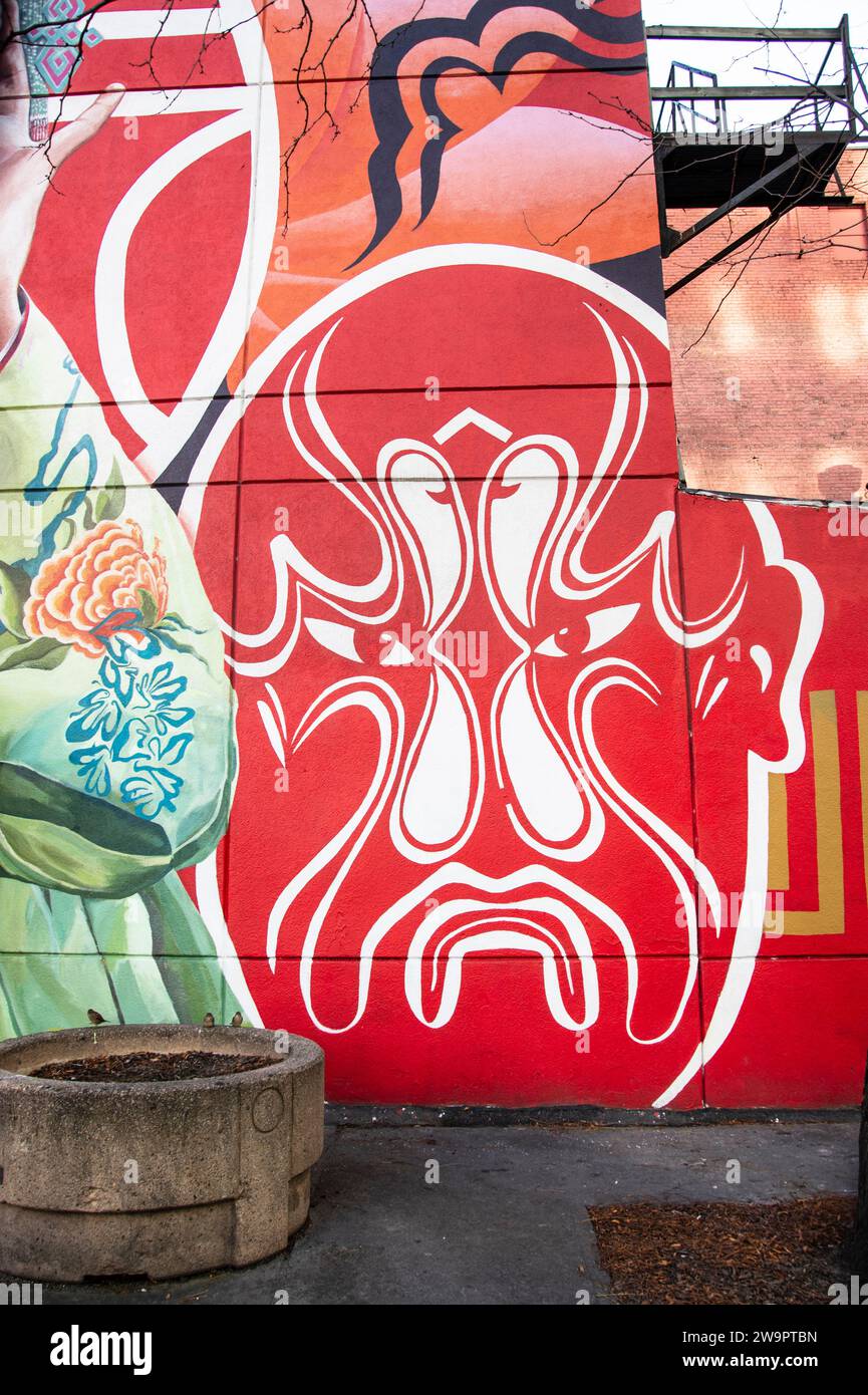 Chinatown mural on St. Laurent in downtown Montreal, Quebec, Canada