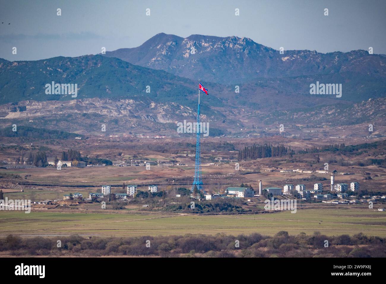 View to North Korea, P'yŏnghwa-ri, South Korea Stock Photo
