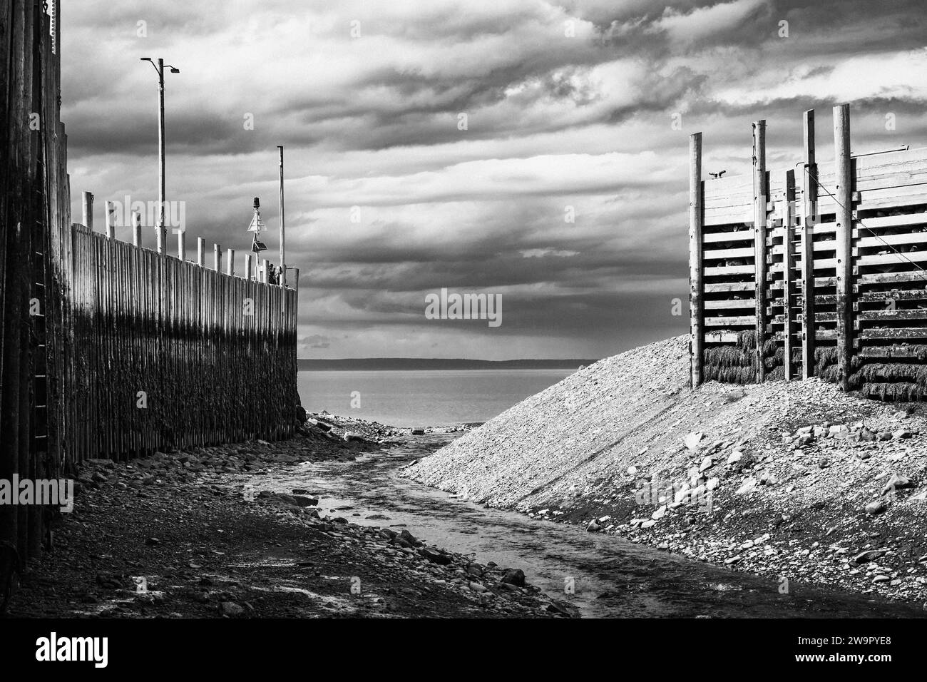 Tide's out in Hall's Harbour on the Bay of Fundy in Nova Scotia, Canada. Stock Photo