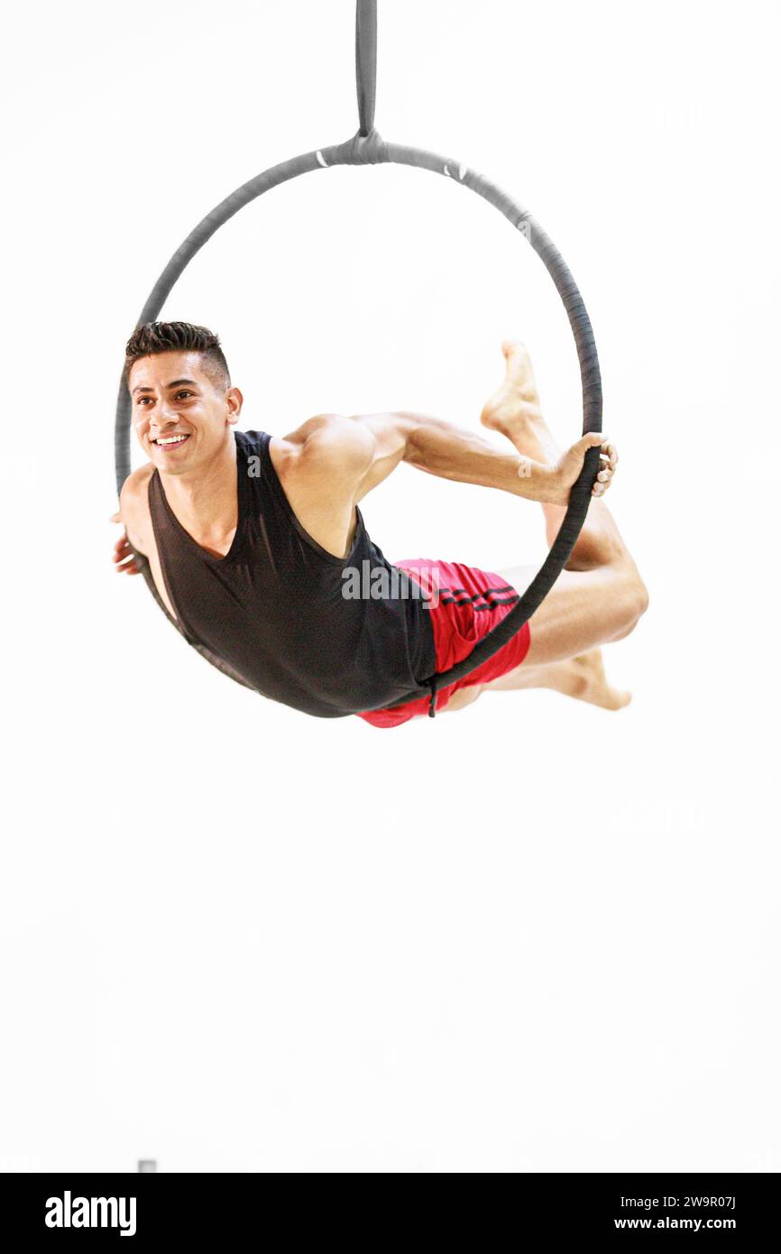 The man, a Mexican gymnast, displays precision and balance, blending ...