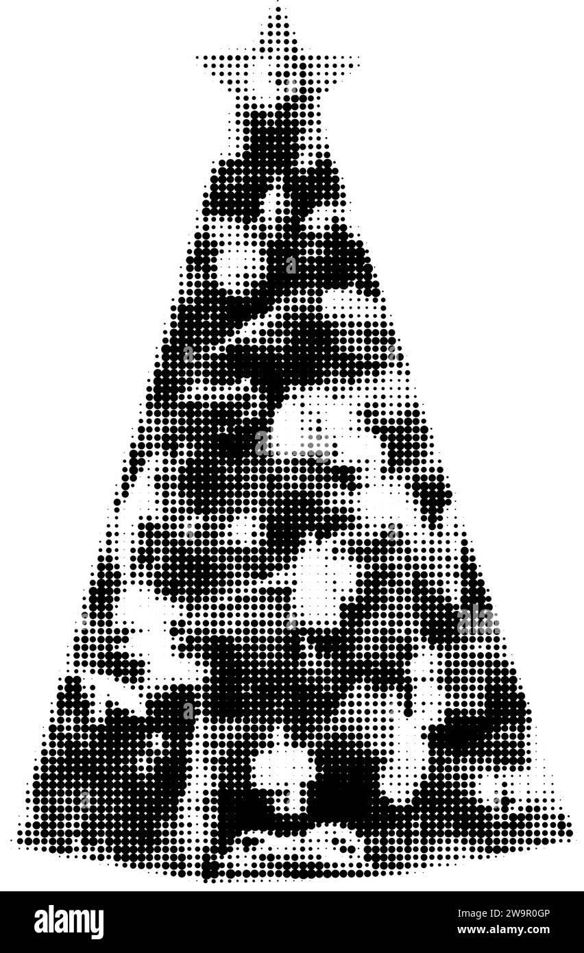 Christmas tree halftone collage element vector illustration Stock ...