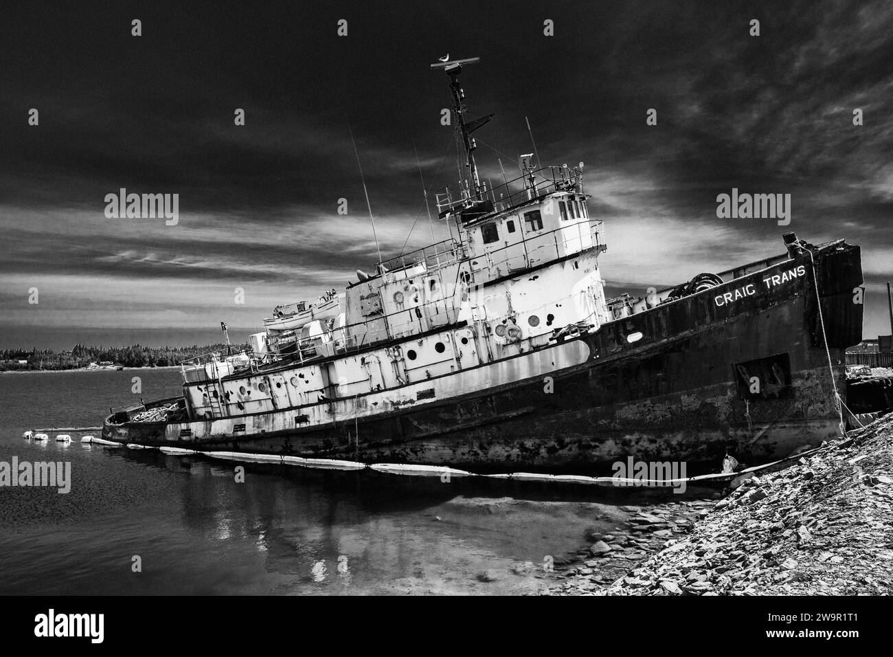 Abandoned tug boat at a former ship breaking operation on the Eastern
