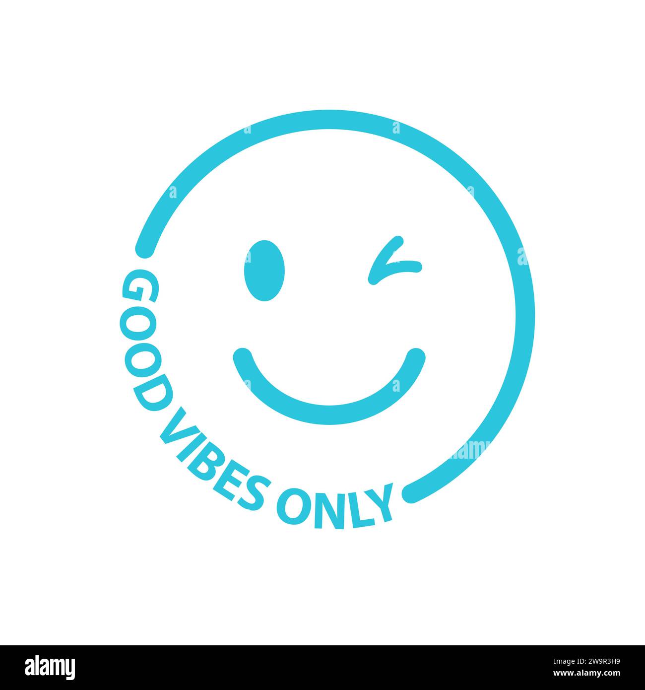 Emotional emoticon icon good vibes only, from blue icon set. Stock Vector