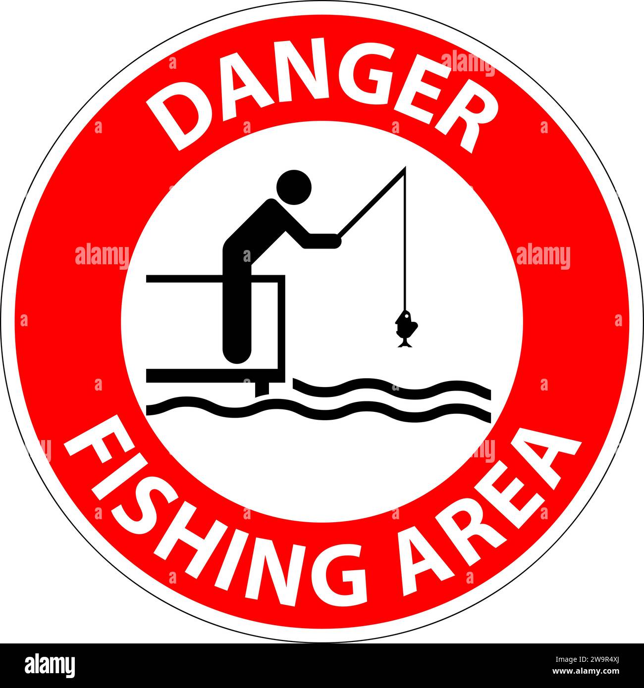 Water Safety Sign Danger - Fishing Area Stock Vector Image & Art - Alamy