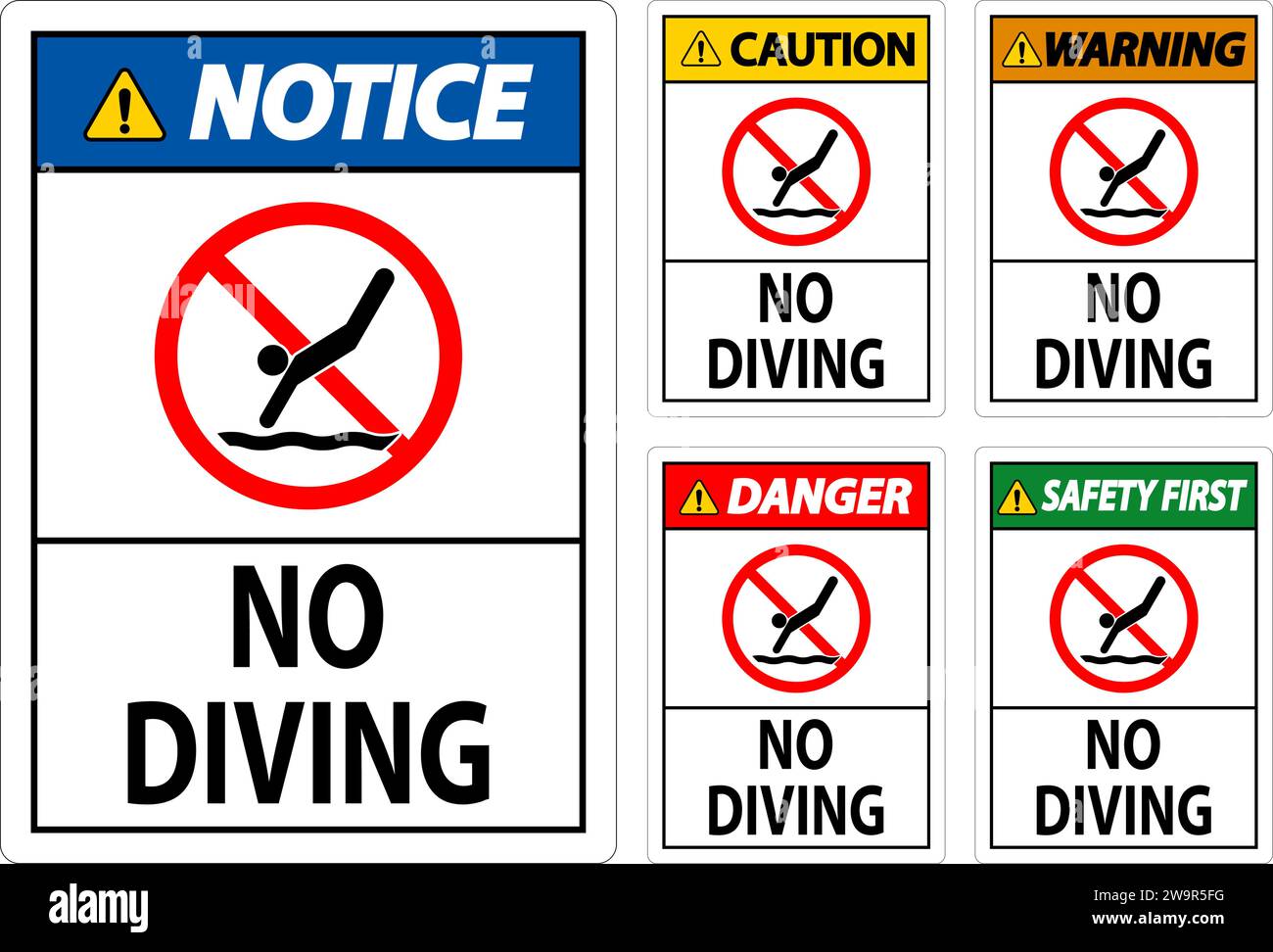 Swimming Pool Sign Attention No Diving Stock Vector Image & Art - Alamy