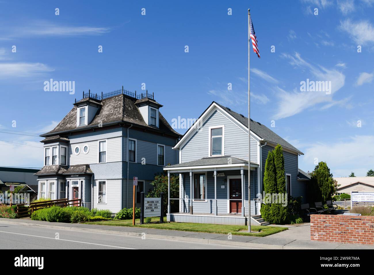 Stanwood, WA, USA - June 29, 2023; D. O. Pearson House and Tolin House at Stanwood Area historical Society Stock Photo