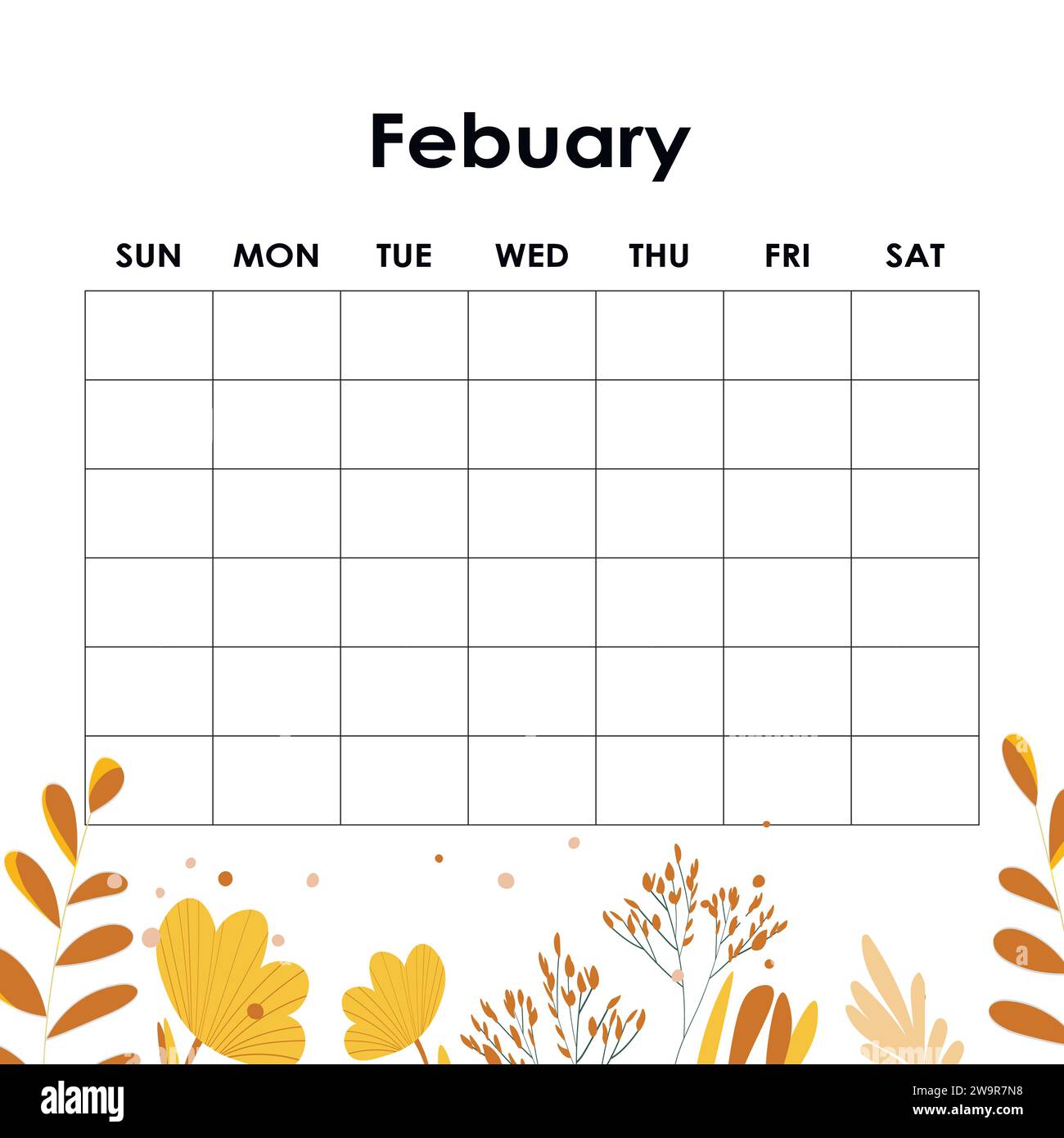 February Simple Design February. Calendar planner. Corporate week. Template layout, 12 months ...