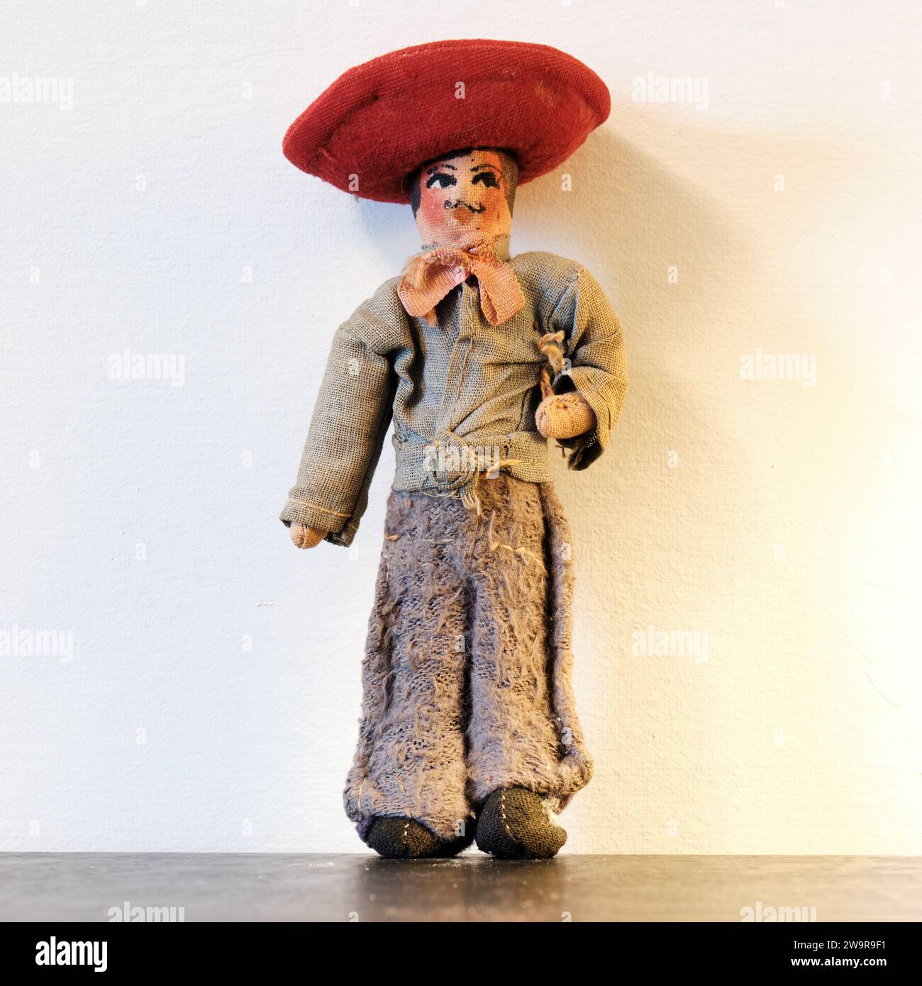 Vintage collectible dolls, Man with mustache and sombrero Stock Photo