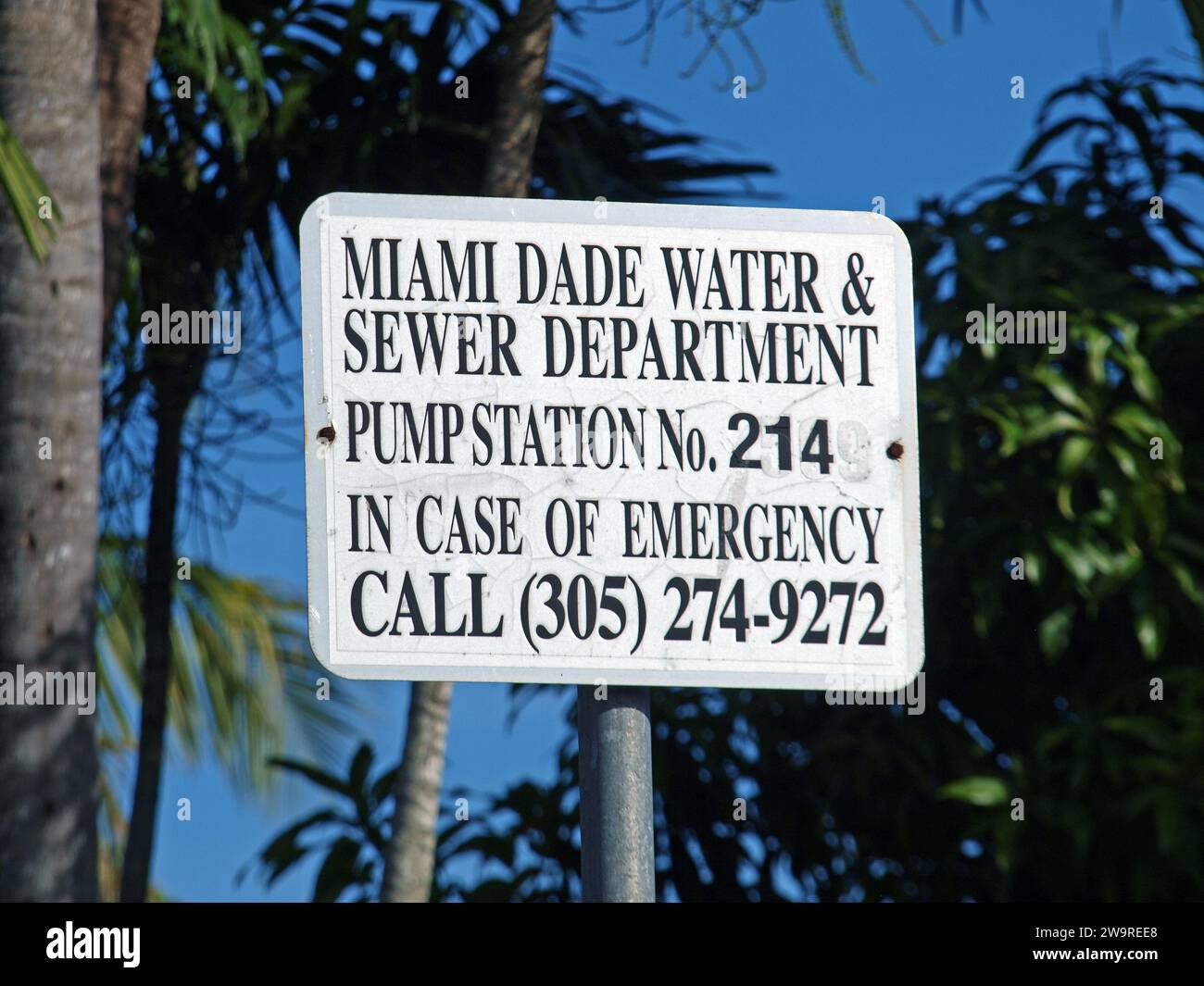 Miami, Florida, United States December 29, 2023 MiamiDade Water and Sewer Department sign at