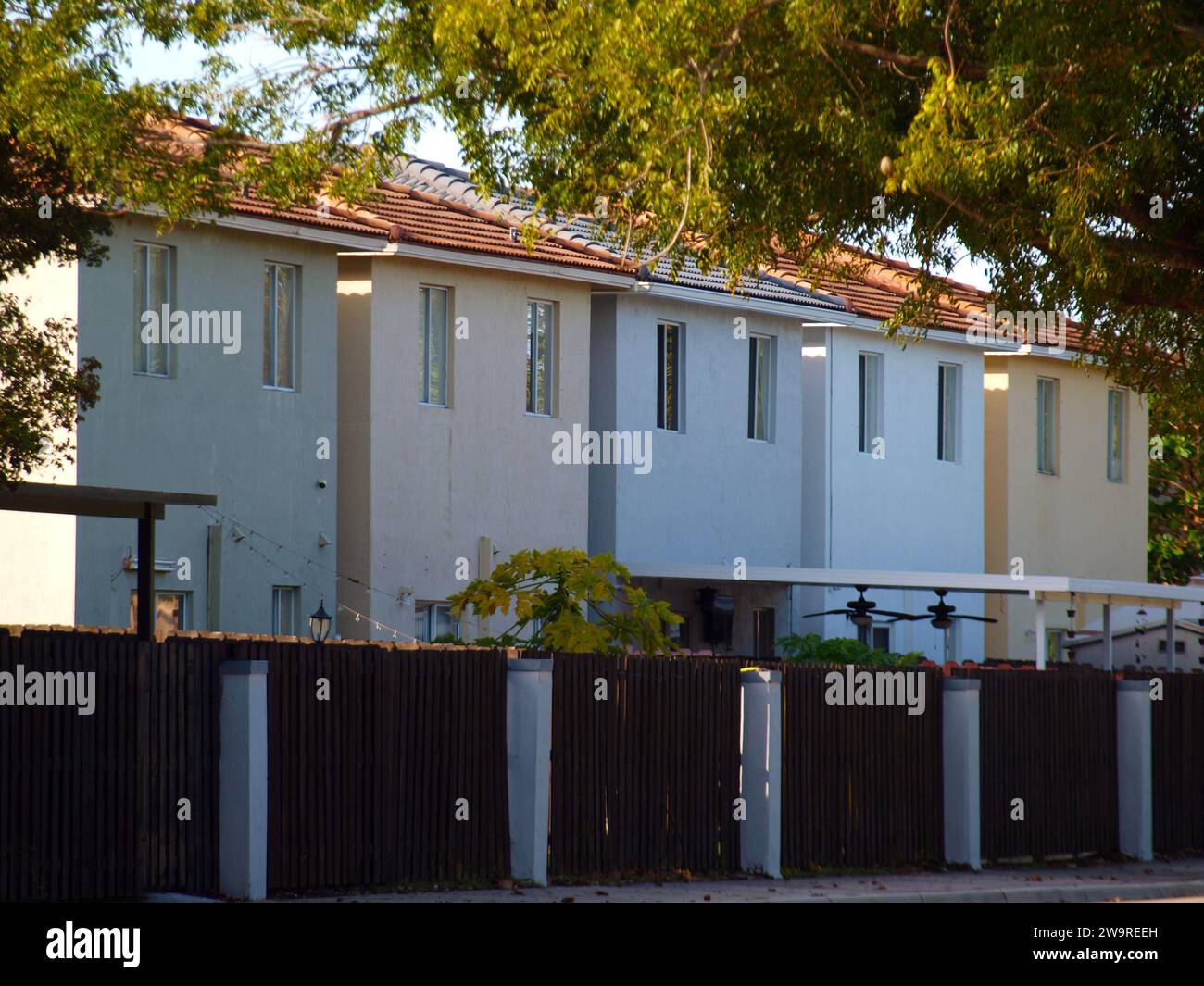 Miami, Florida, United States - December 29,2023: Townhomes in a residential community of Miami, Florida. Stock Photo
