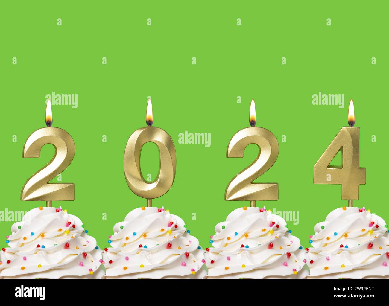Cupcake With Candles Forming Number 2024 for Happy New Year New Year