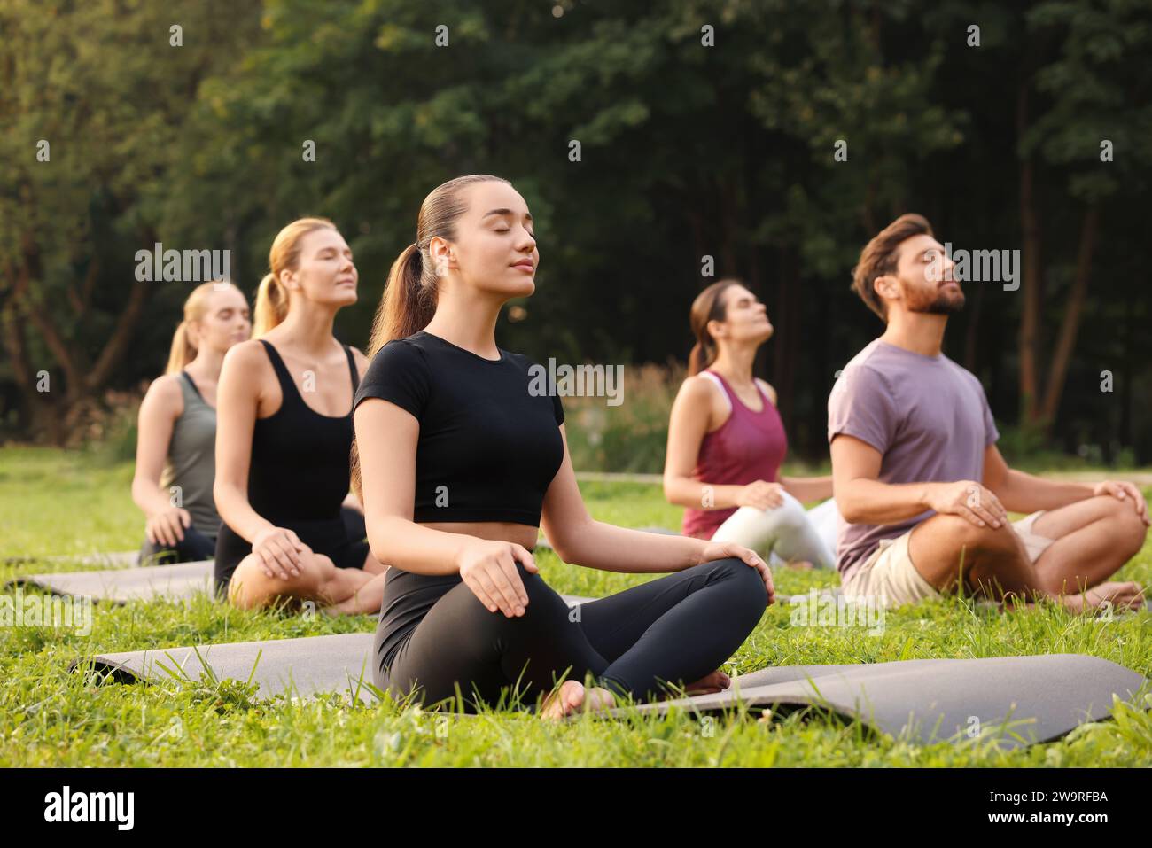 Group of people practicing yoga hi-res stock photography and images - Alamy