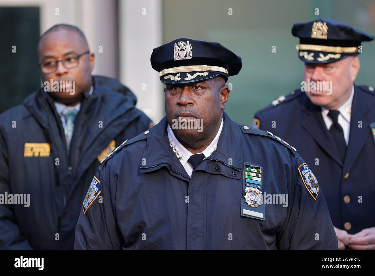 Time Square, New York, USA, December 29, 2023 - Mayor Eric Adams, NYPD Leadership along with members of the Time Square Alliance during the New Years Eve security briefing today in Times Square, New York City. ( Chief of Department Jeffrey B. Maddrey) Photo: Luiz Rampelotto/EuropaNewswire Editorial Use Only. Not for Commercial USAGE! Credit: dpa picture alliance/Alamy Live News Stock Photo