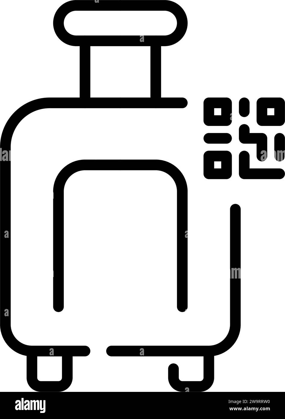 Luggage and qr code. Automated baggage tracking. Pixel perfect, editable stroke Stock Vector