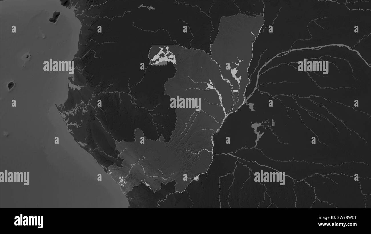 Republic of the Congo highlighted on a Grayscale elevation map with ...