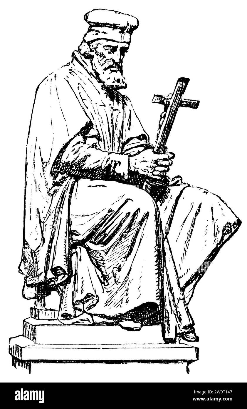 Jan Hus (um 1369-1415), Christian reformer and martyr, ,  (picture book, 1881), Jan Hus (um 1369-1415), christlicher Reformator und Märtyrer, Jan Hus (um 1369-1415), réformateur chrétien et martyr Stock Photo