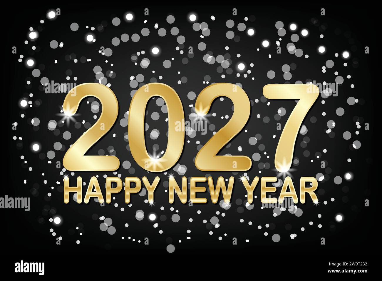 2027 Happy New Year background with golden numbers. Greeting card Stock Vector Image & Art Alamy