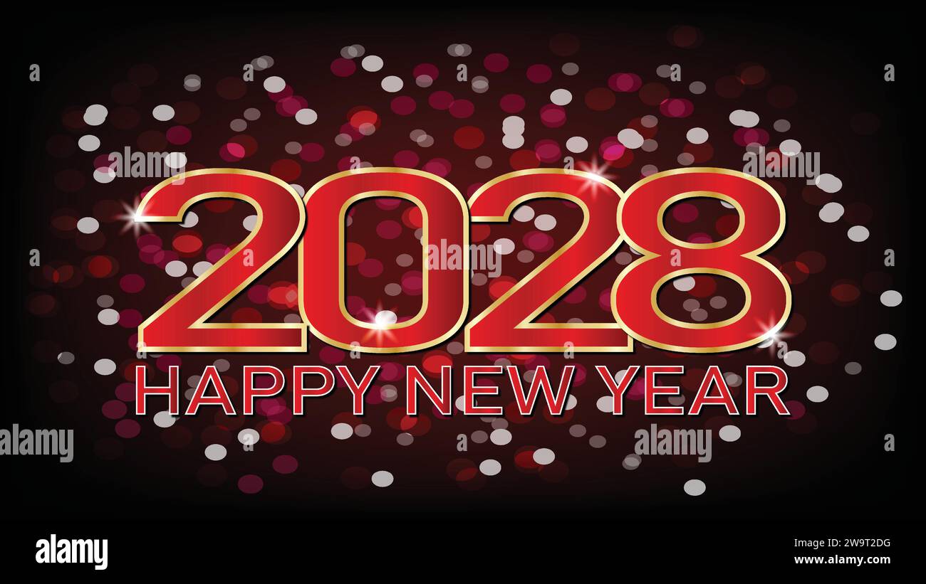 2028 Happy New Year. Greeting card. Vector illustration Stock Vector