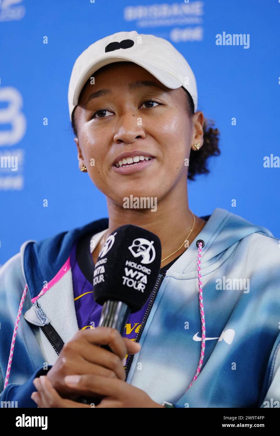 Former world No.1 women's tennis player Naomi Osaka speaks to the press