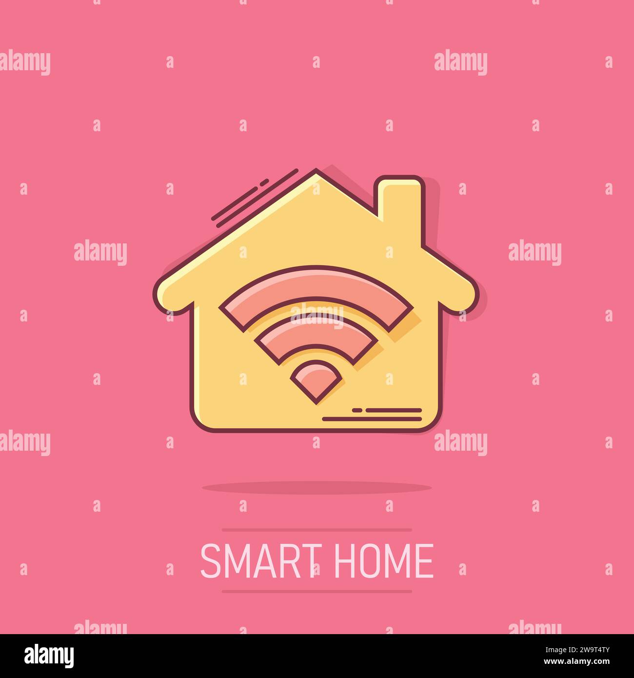 Smart home icon in comic style. House control vector cartoon